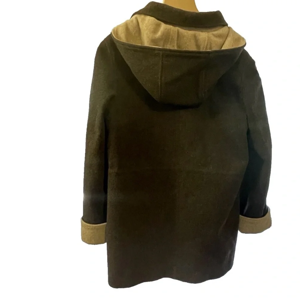 London Fog Women’s Hooded Wool Coat- M-Brown & Tan-Lined - Picture 3 of 15